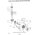 Whirlpool LA5700XSW1 brake, clutch, gearcase, motor and pump diagram