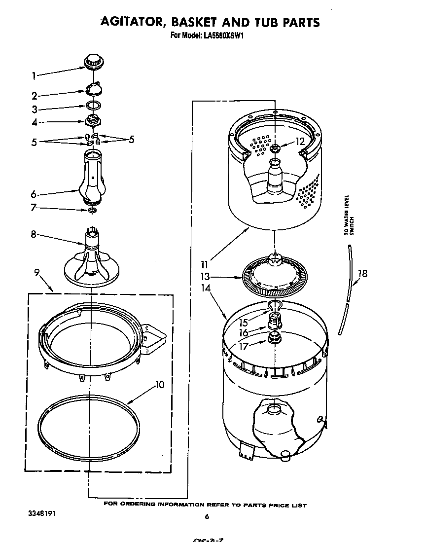 Agitator, basket and tub