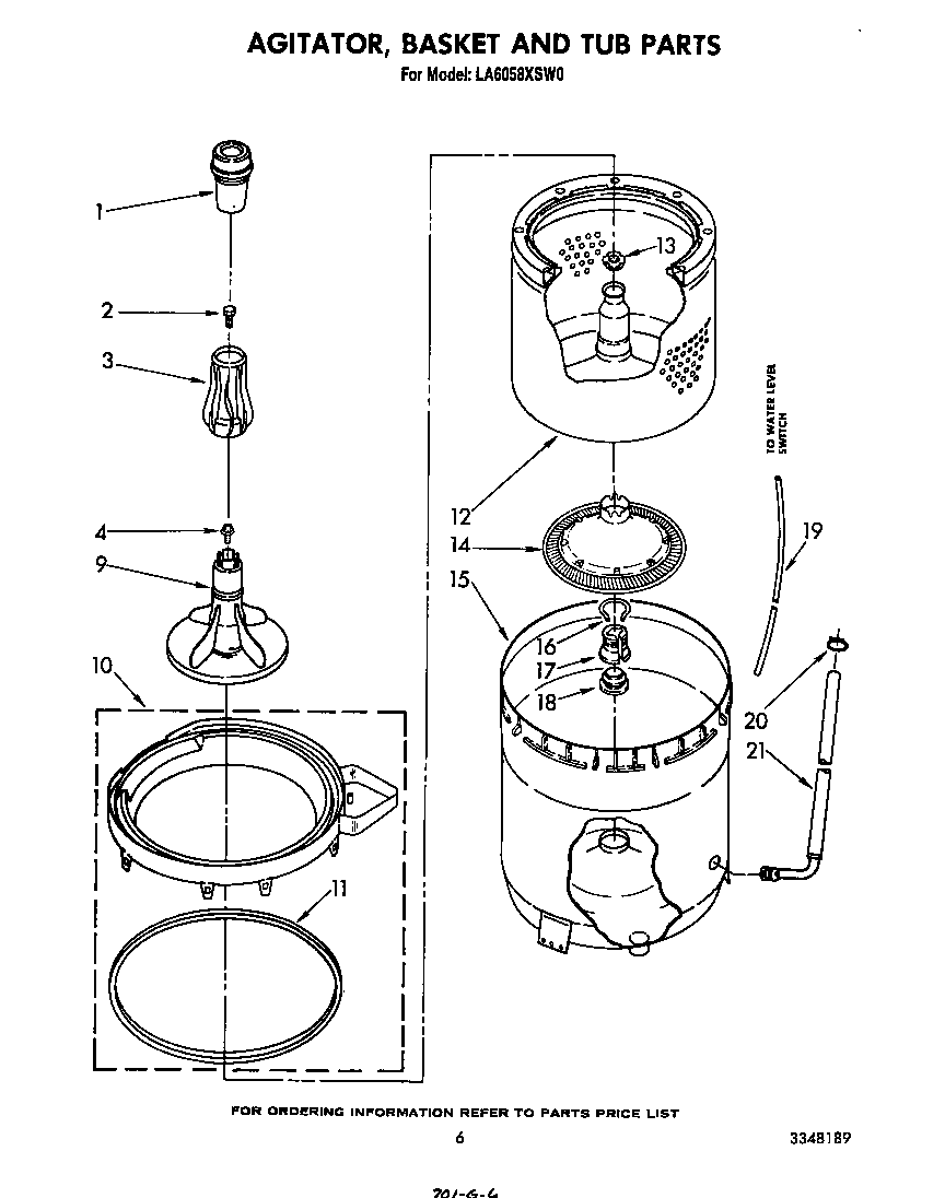 AGITATOR, BASKET AND TUB