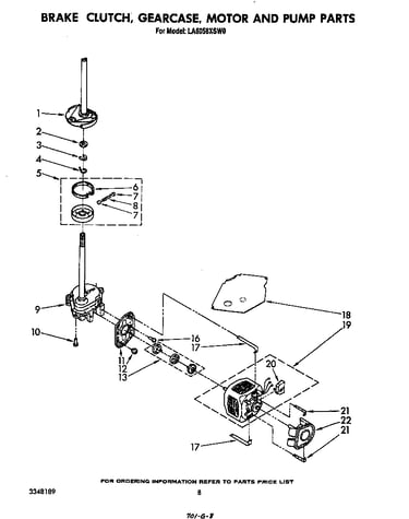 Brake, clutch, gearcase, motor and pump