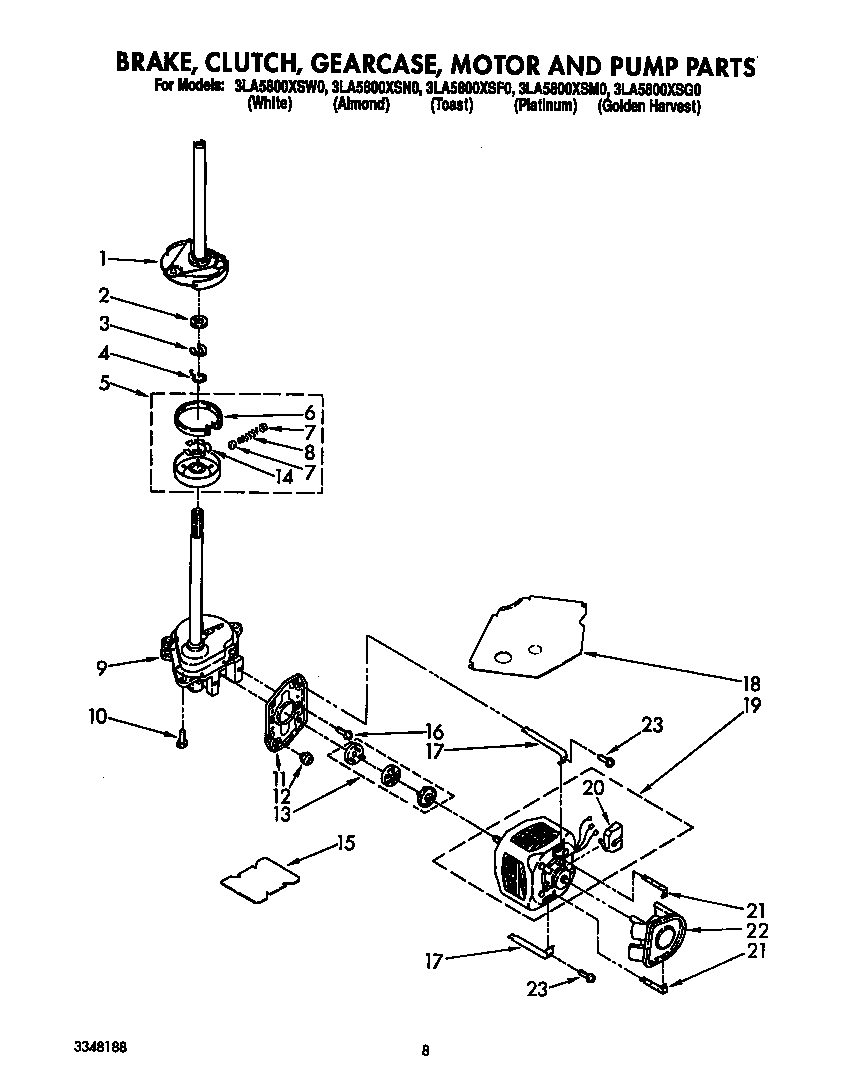 Brake, clutch, gearcase, motor and pump