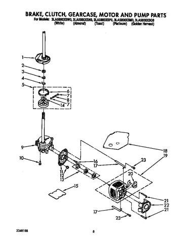Brake, clutch, gearcase, motor and pump