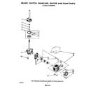 Whirlpool 3LA5580XSW0 brake, clutch, gearcase, motor and pump diagram
