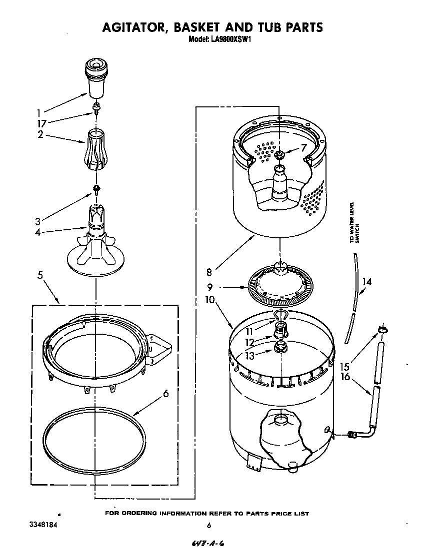 AGITATOR, BASKET AND TUB