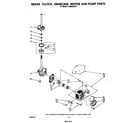 Whirlpool LA9800XSW1 brake, clutch, gearcase, motor and pump diagram