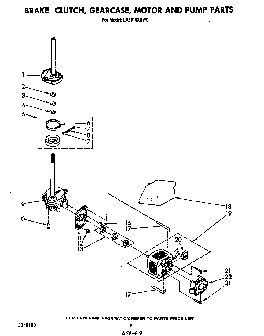 Brake, clutch, gearcase, motor and pump