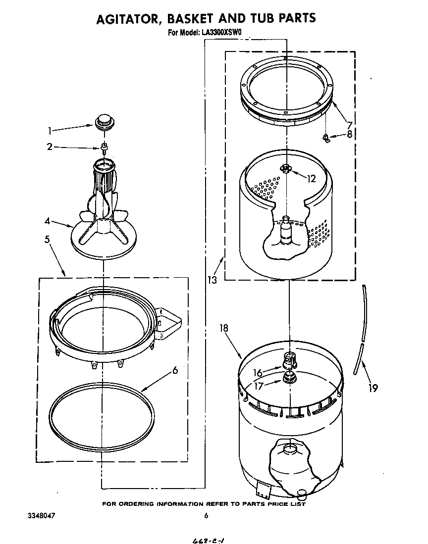 Agitator, basket and tub