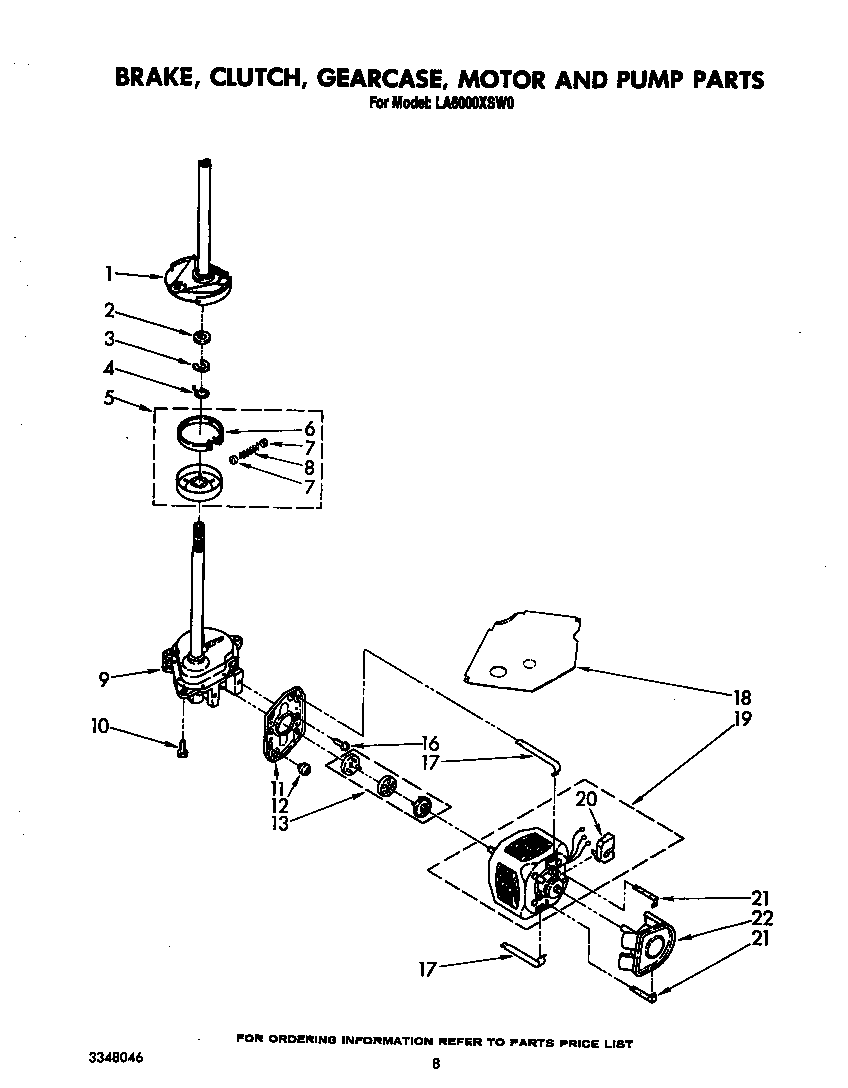 Brake, clutch, gearcase, motor and pump