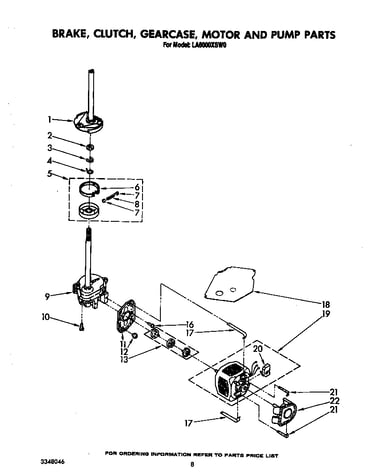 Brake, clutch, gearcase, motor and pump