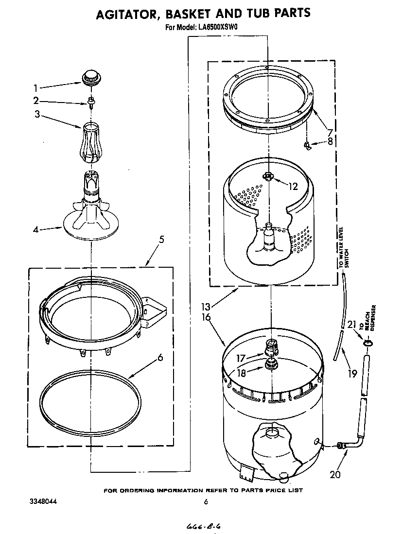 AGITATOR, BASKET AND TUB