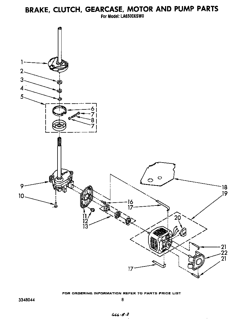 BRAKE, CLUTCH, GEARCASE, MOTOR AND PUMP