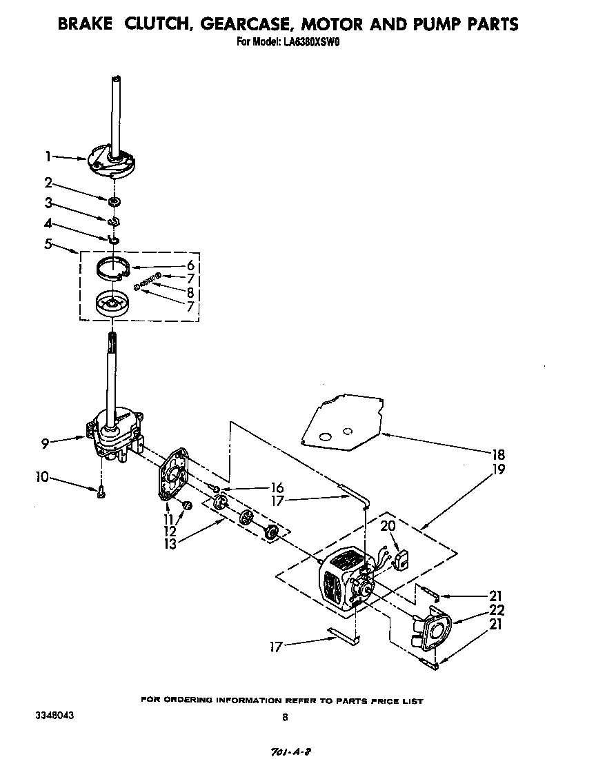 BRAKE CLUTCH, GEARCASE, MOTOR AND PUMP