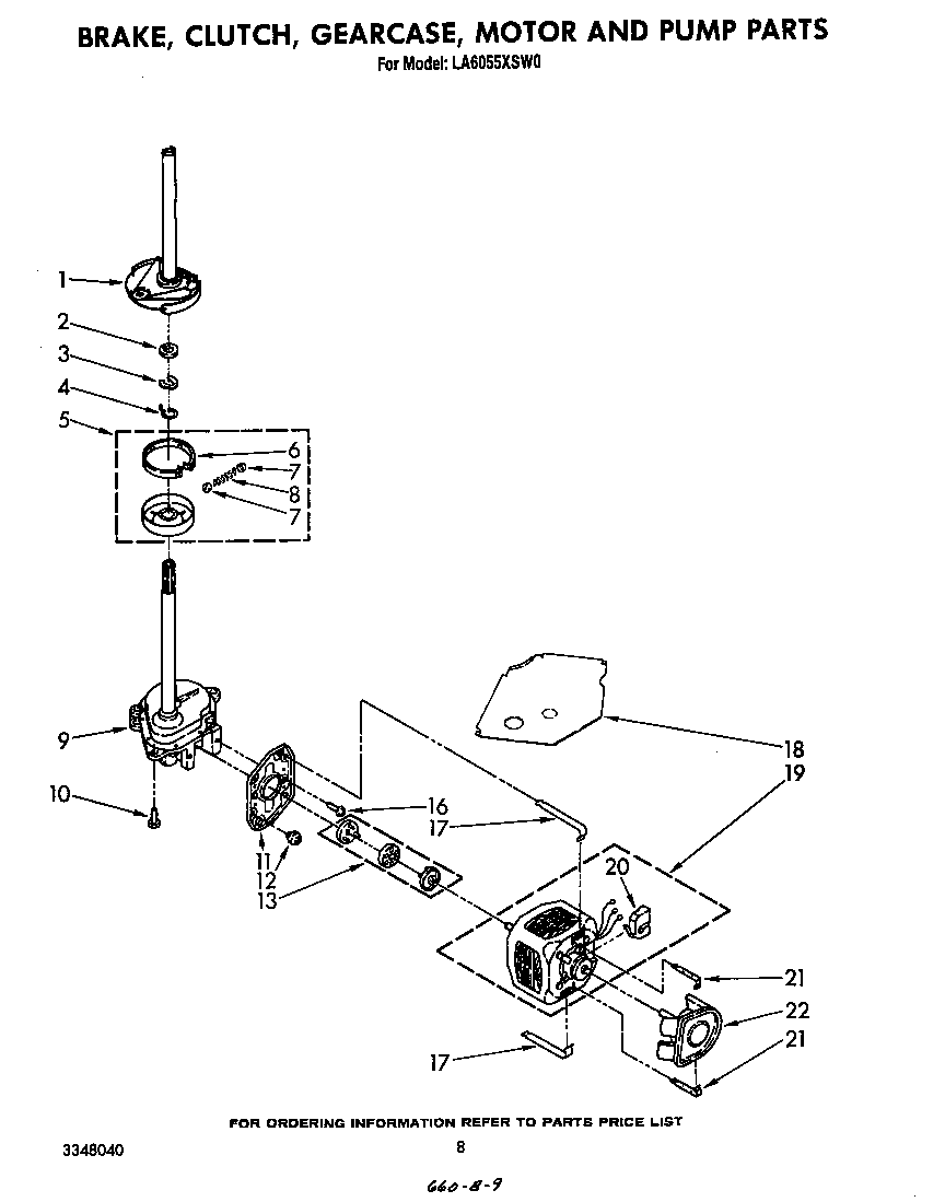 Brake, clutch, gearcase, motor and pump