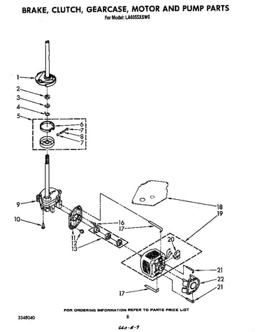Brake, clutch, gearcase, motor and pump