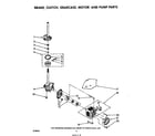 Whirlpool LA5430XSW0 brake, clutch, gearcase, motor and pump diagram