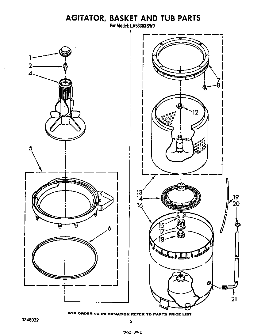 AGITATOR, BASKET AND TUB