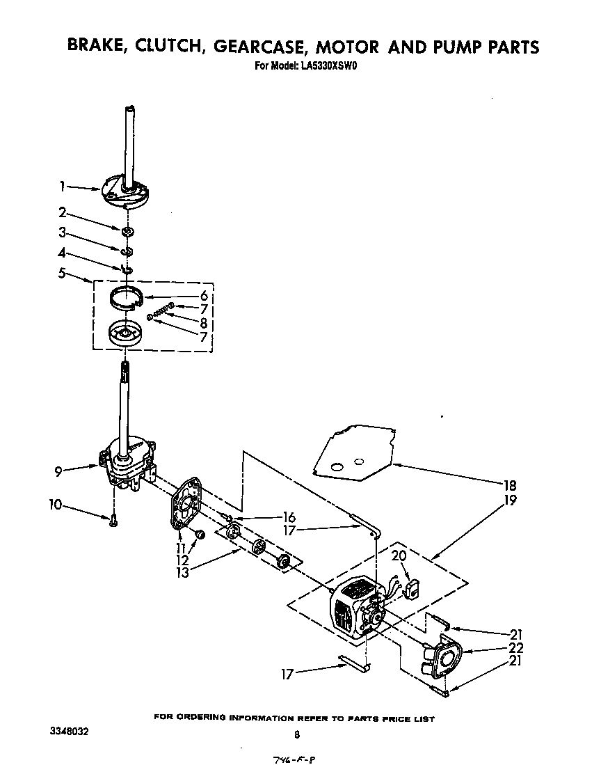 Brake, clutch, gearcase, motor and pump