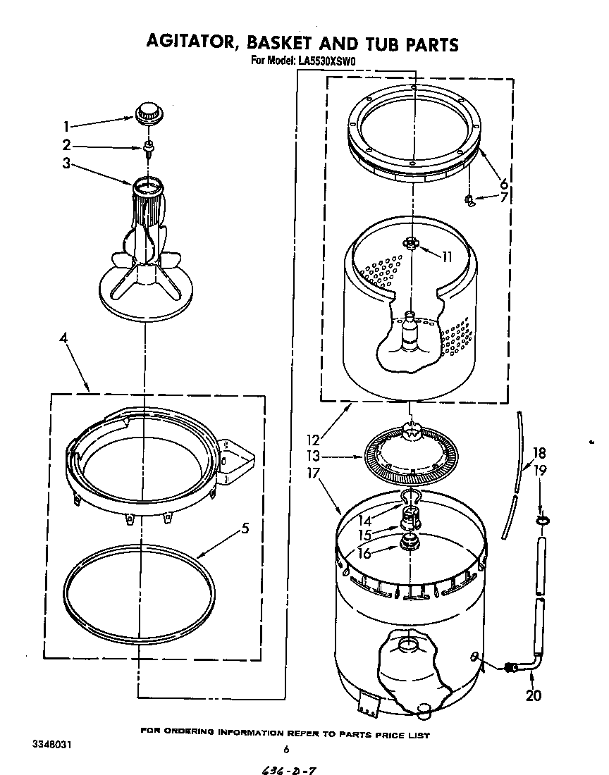 AGITATOR, BASKET AND TUB