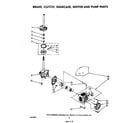 Whirlpool LA5700XSW0 brake, clutch, gearcase, motor and pump diagram