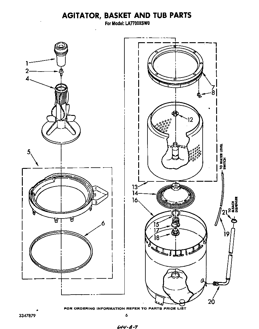 Agitator, basket and tub