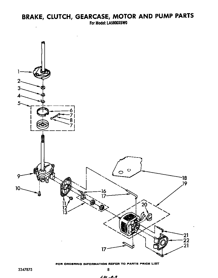 Brake, clutch, gearcase, motor and pump