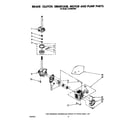 Whirlpool LA7680XSW0 brake, clutch, gearcase, motor and pump diagram