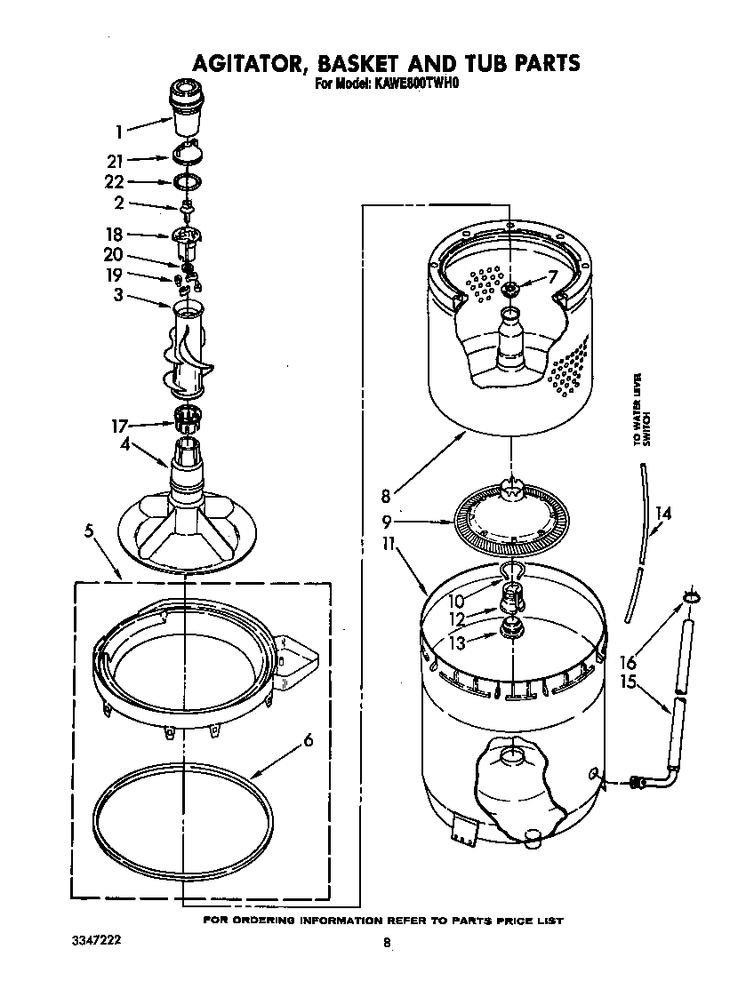 AGITATOR, BASKET AND TUB