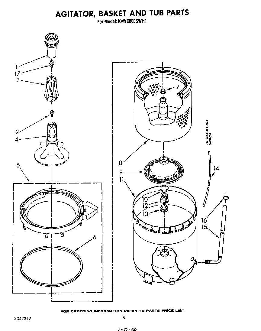 AGITATOR, BASKET AND TUB