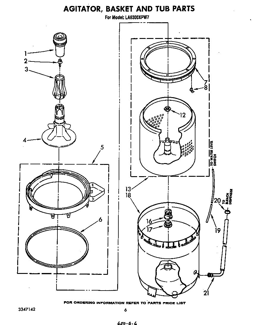 Agitator, basket and tub