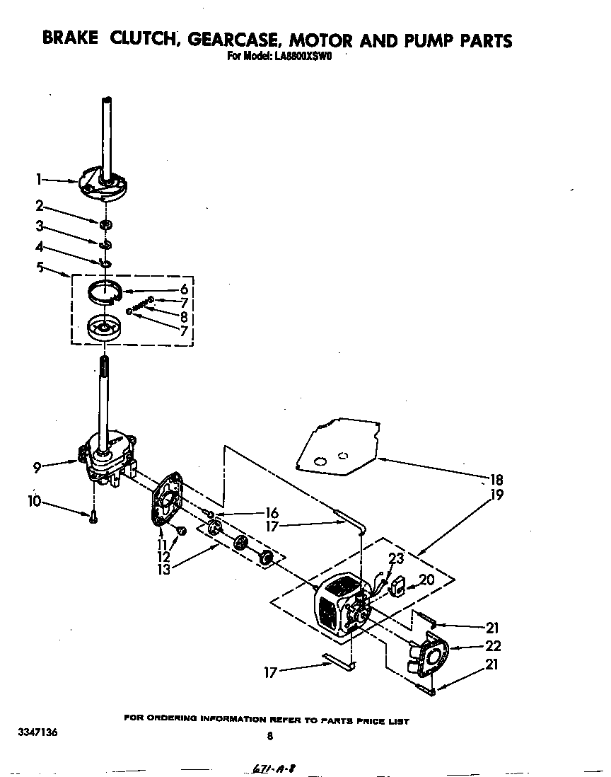 Brake, clutch, gearcase, motor and pump