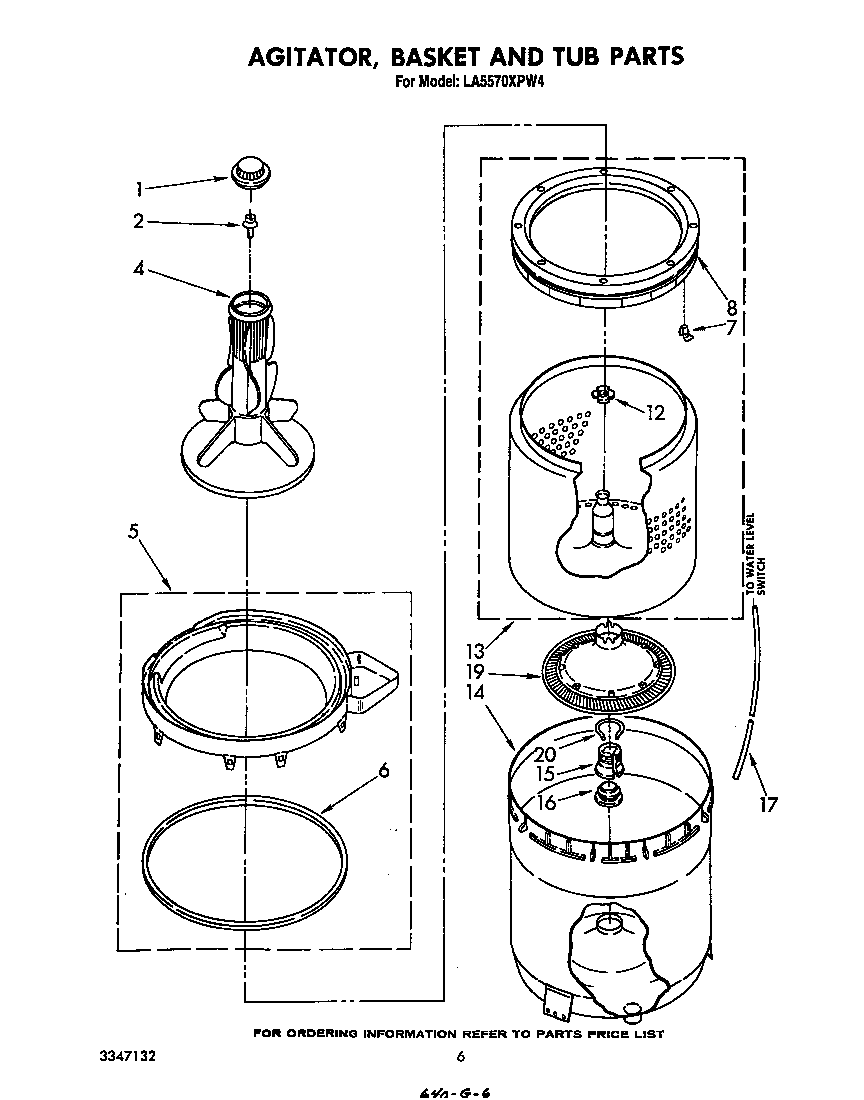 AGITATOR, BASKET AND TUB