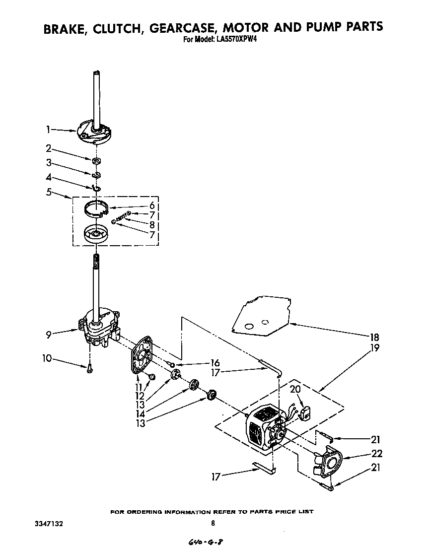 BRAKE, CLUTCH, GEARCASE, MOTOR AND PUMP