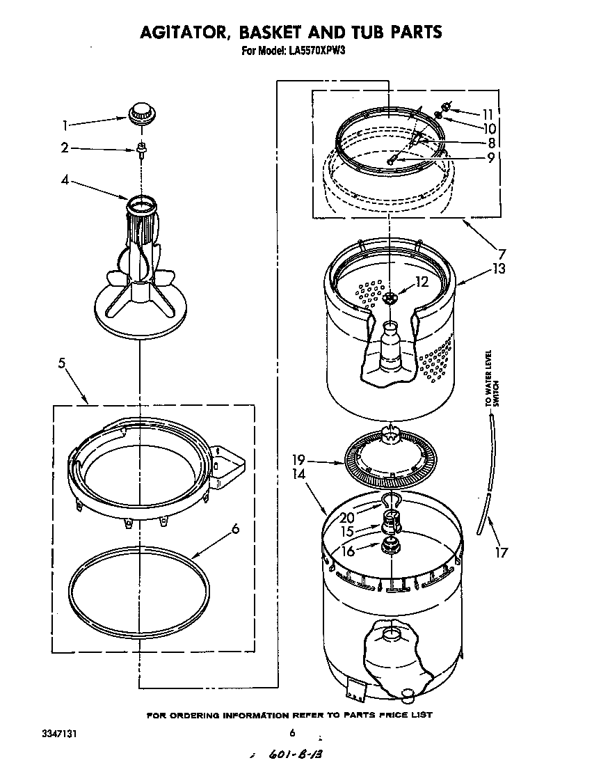 AGITATOR, BASKET AND TUB