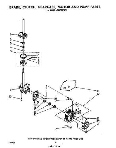 Brake, clutch, gearcase, motor and pump