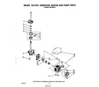Whirlpool LA6100XSW1 brake, clutch, gearcase, motor and pump diagram