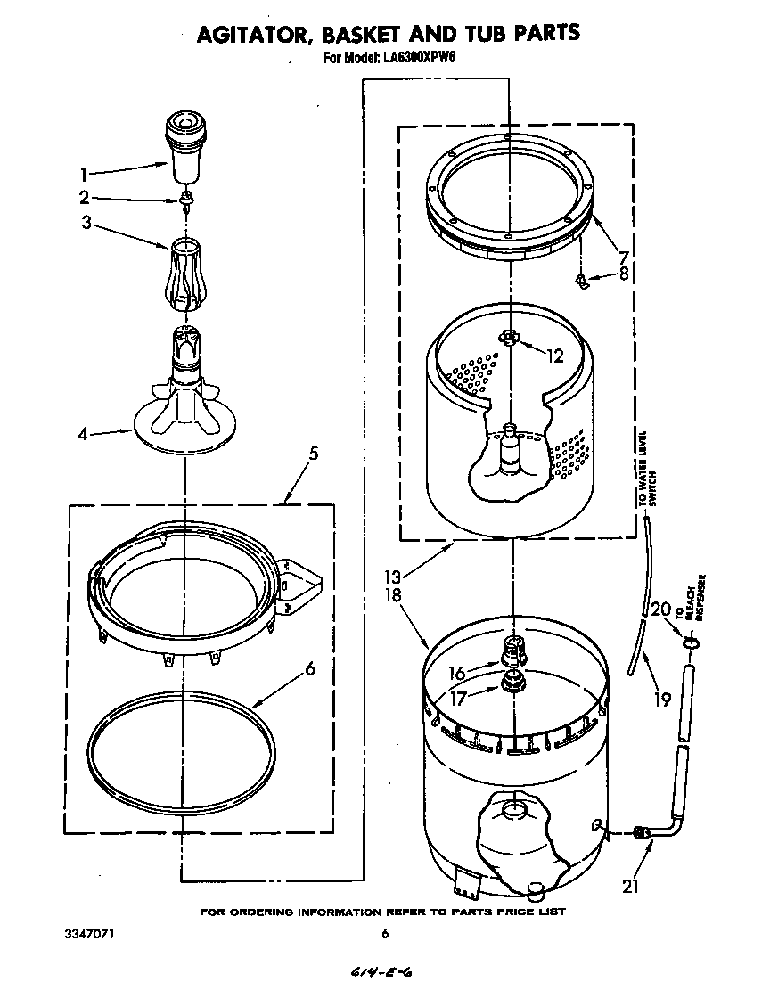 AGITATOR, BASKET, AND TUB