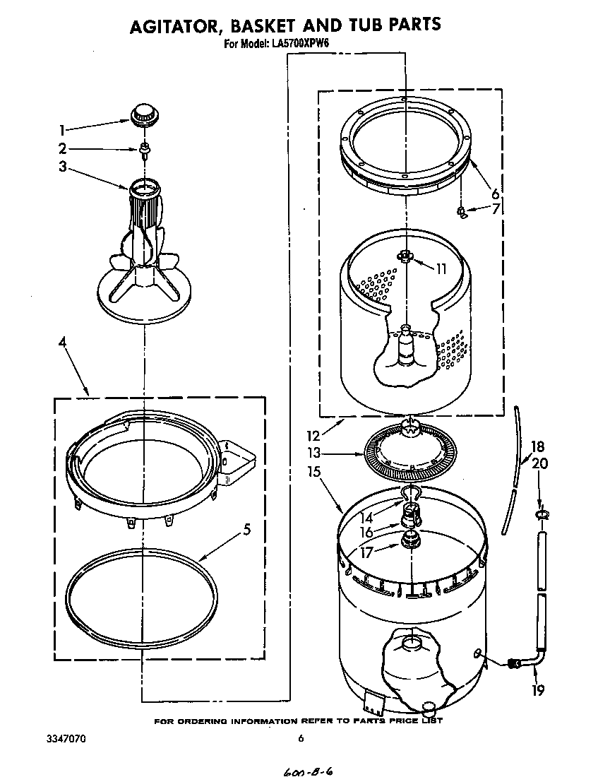 Agitator, basket and tub