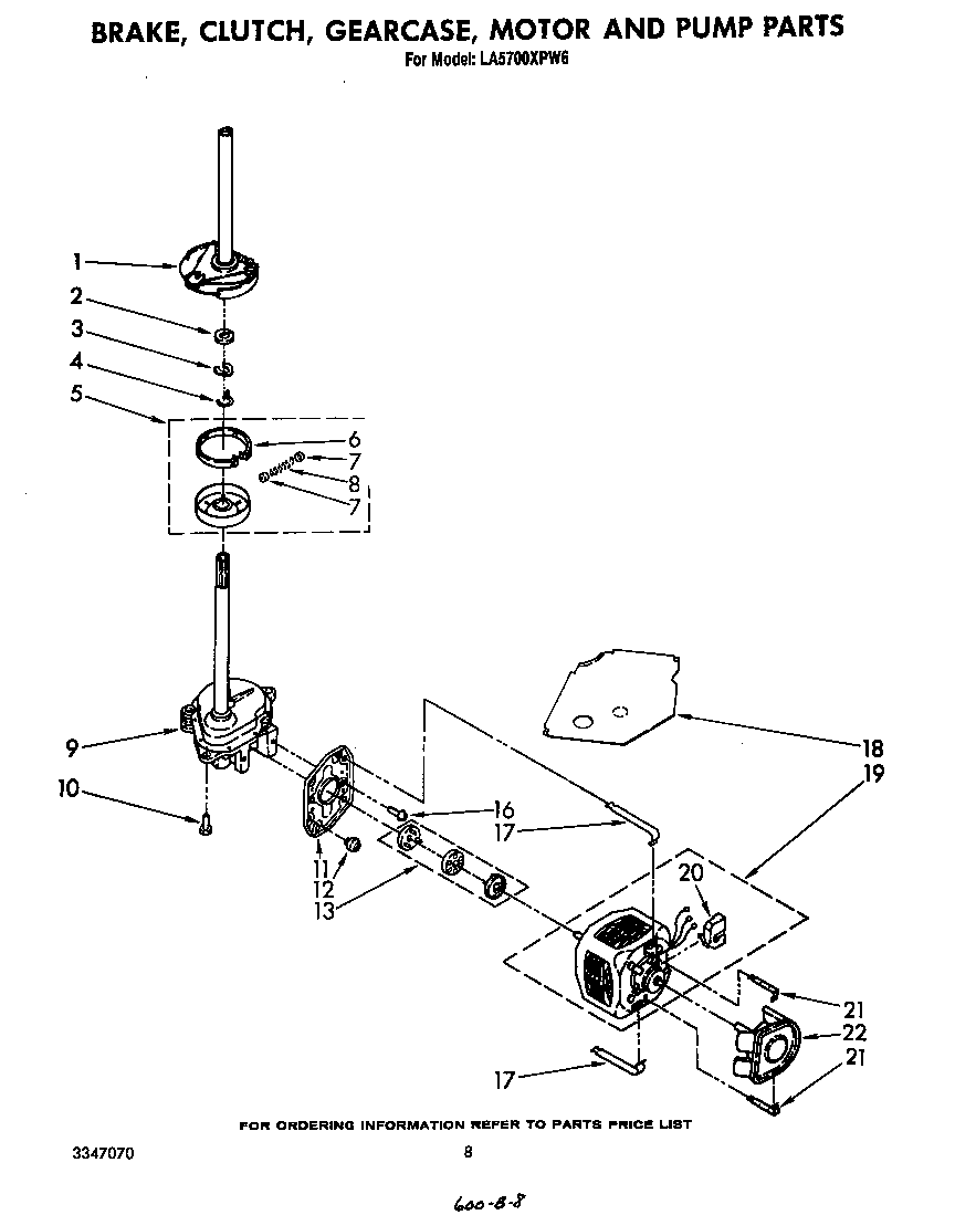 BRAKE, CLUTCH, GEARCASE, MOTOR AND PUMP