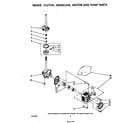 Whirlpool LA5530XPW6 brake, clutch, gearcase, motor and pump diagram