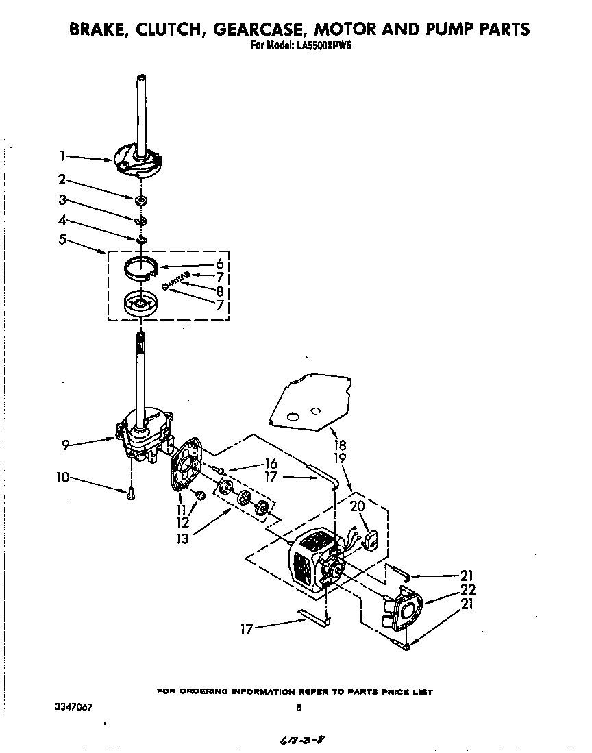 Brake, clutch, gearcase, motor and pump