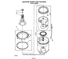 Whirlpool LA5430XPW5 agitator, basket and tub diagram