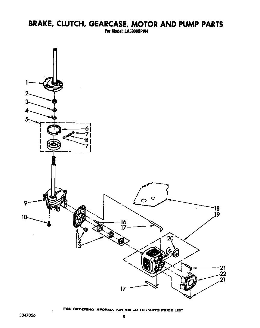 BRAKE, CLUTCH, GEARCASE, MOTOR AND PUMP