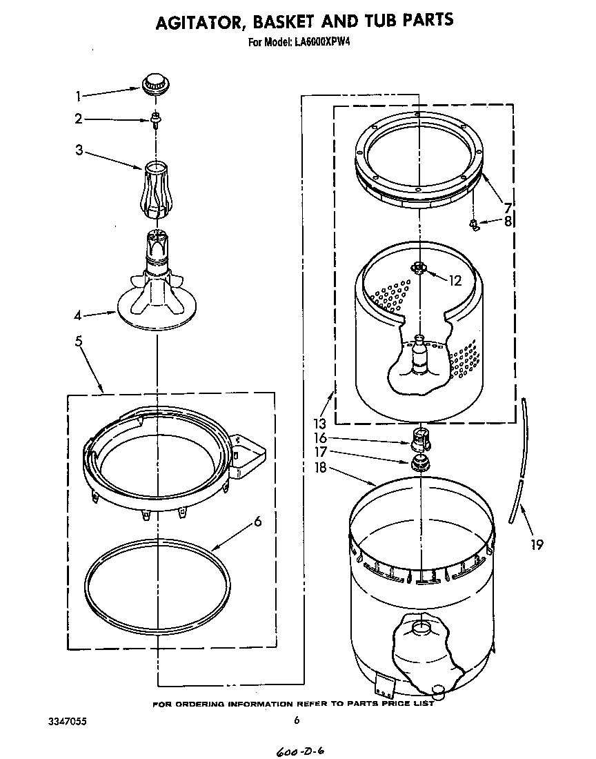 AGITATOR, BASKET AND TUB