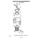 Whirlpool DU7500XR1 heater, pump and lower sprayarm diagram