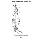 Whirlpool DU4040XP1 heater, pump and lower sprayarm diagram