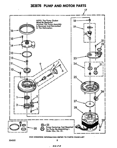 303876 pump and motor