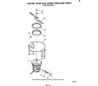 Whirlpool DU5004XM1 heater, pump and lower spray arm diagram
