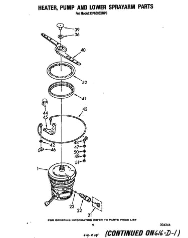 Heater, pump, and lower spray arm