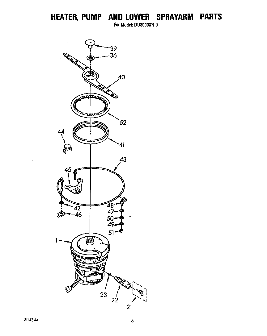 Heater, pump, and lower sprayarm