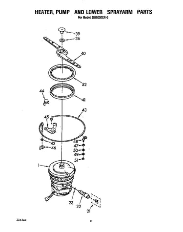 Heater, pump, and lower sprayarm